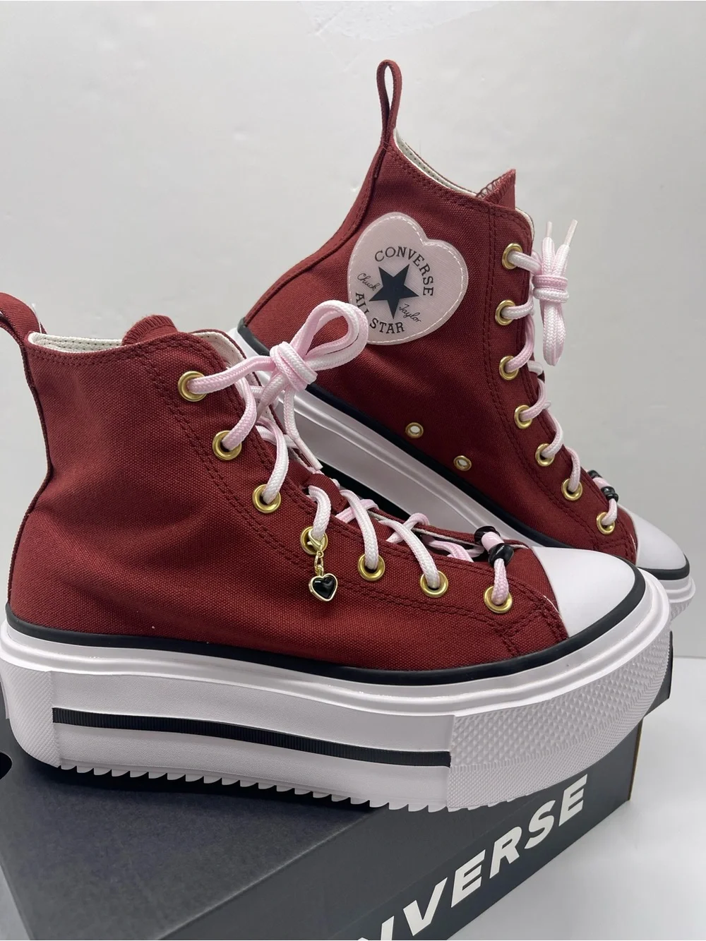 Converse CTAS LIFT DOUBLE STACK HI DEEP BORDEAU/SUGAR BERRY Platform Sneakers